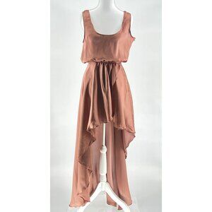 Nwt Dusty Rose Asymmetrical High-Low Dress By Love Size M Flowy Sleeveless Desig